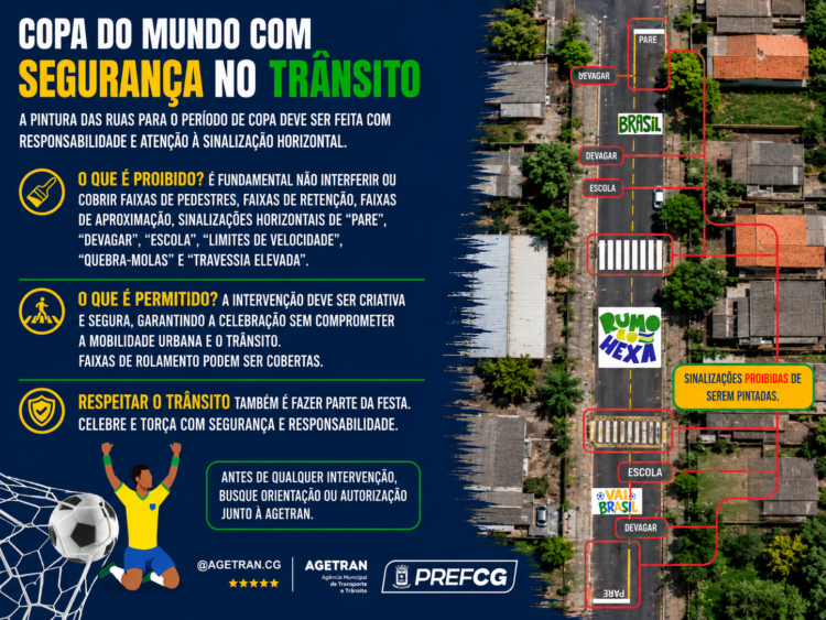 Agetran alerta para regras em pinturas de ruas durante a Copa em Campo Grande