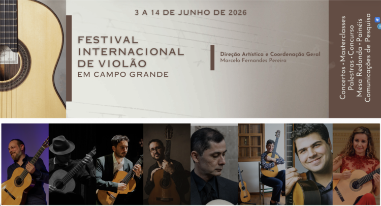 Concerto gratuito no Teatro Glauce Rocha abre Festival Internacional de Violão em Campo Grande