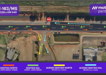 Obras seguem nesta quarta na BR-163 em MS; atenção para desvio e acesso à MS-245 em Bandeirantes