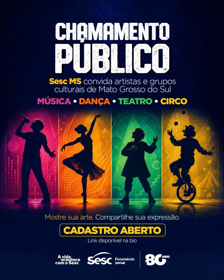 Sesc MS abre chamamento para artistas e grupos culturais do Estado