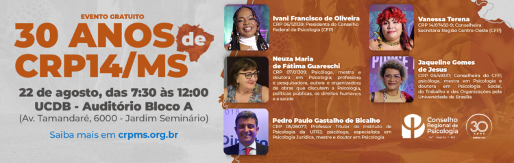CRP14/MS celebra 30 anos de história com programação especial no mês da Psicologia