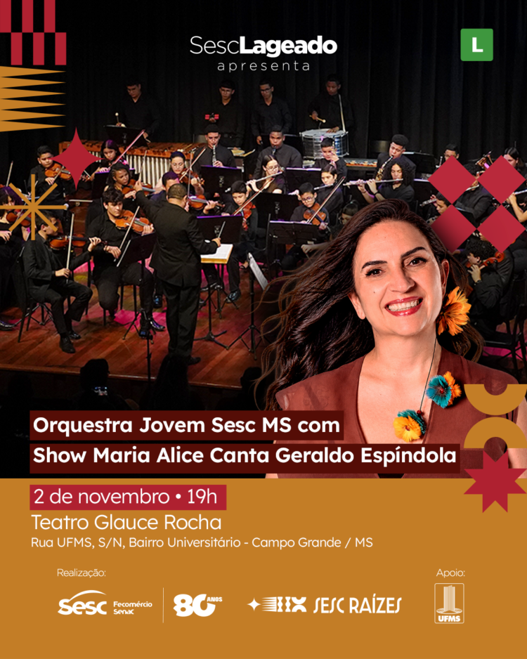 Maria Alice e Orquestra Jovem Sesc MS homenageiam Geraldo Espíndola em concerto gratuito