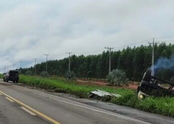 Caminhão capota na BR-267 em Nova Alvorada do Sul e uma pessoa morre