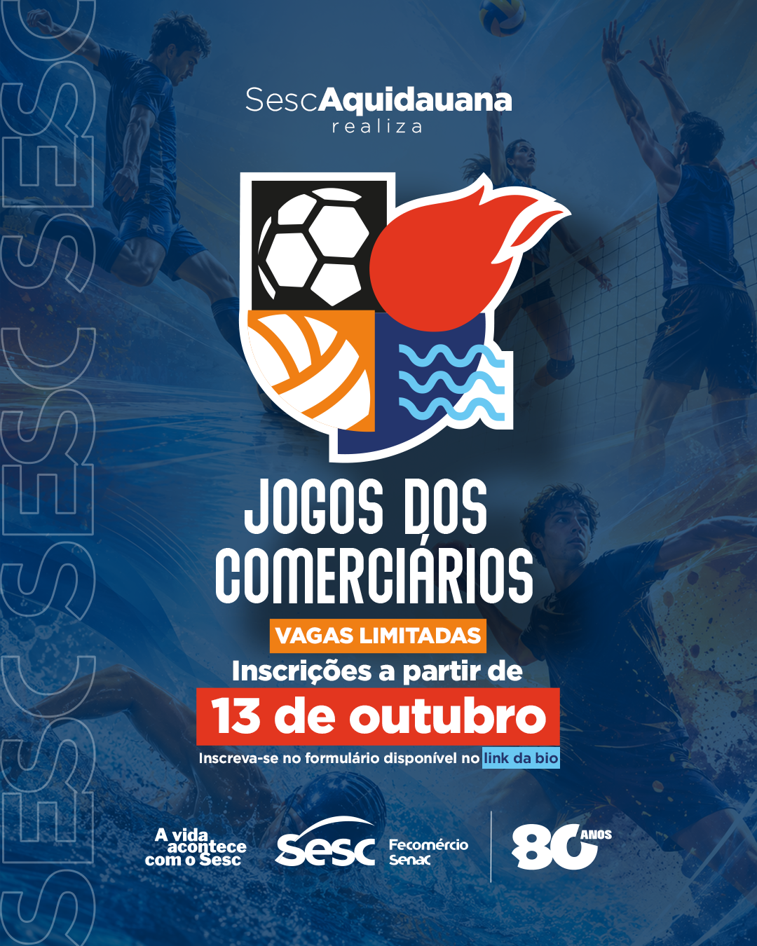 Sesc MS abre inscrições para os Jogos dos Comerciários em Campo Grande e Aquidauana