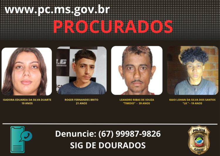Polícia divulga nova lista de procurados por homicídios e tentativas em Dourados
