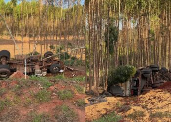 Caminhoneiro não consegue fazer curva, tomba caminhão e morre em Ribas do Rio Pardo